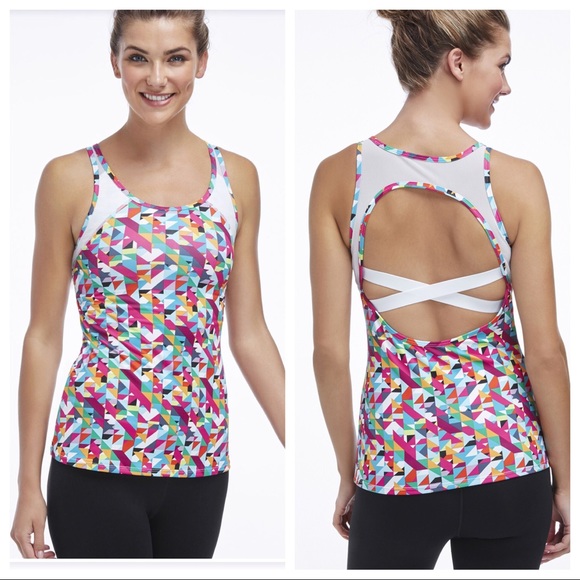 Fabletics Carlsbad Tank Sz XS (Pixel Print/White) - Picture 1 of 6